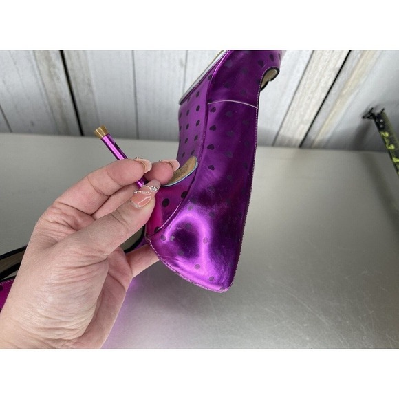 Sophia Webster Luella Metallic Foil Heart Purple Pink stiletto Heels 37 US 6.5 - Picture 10 of 10